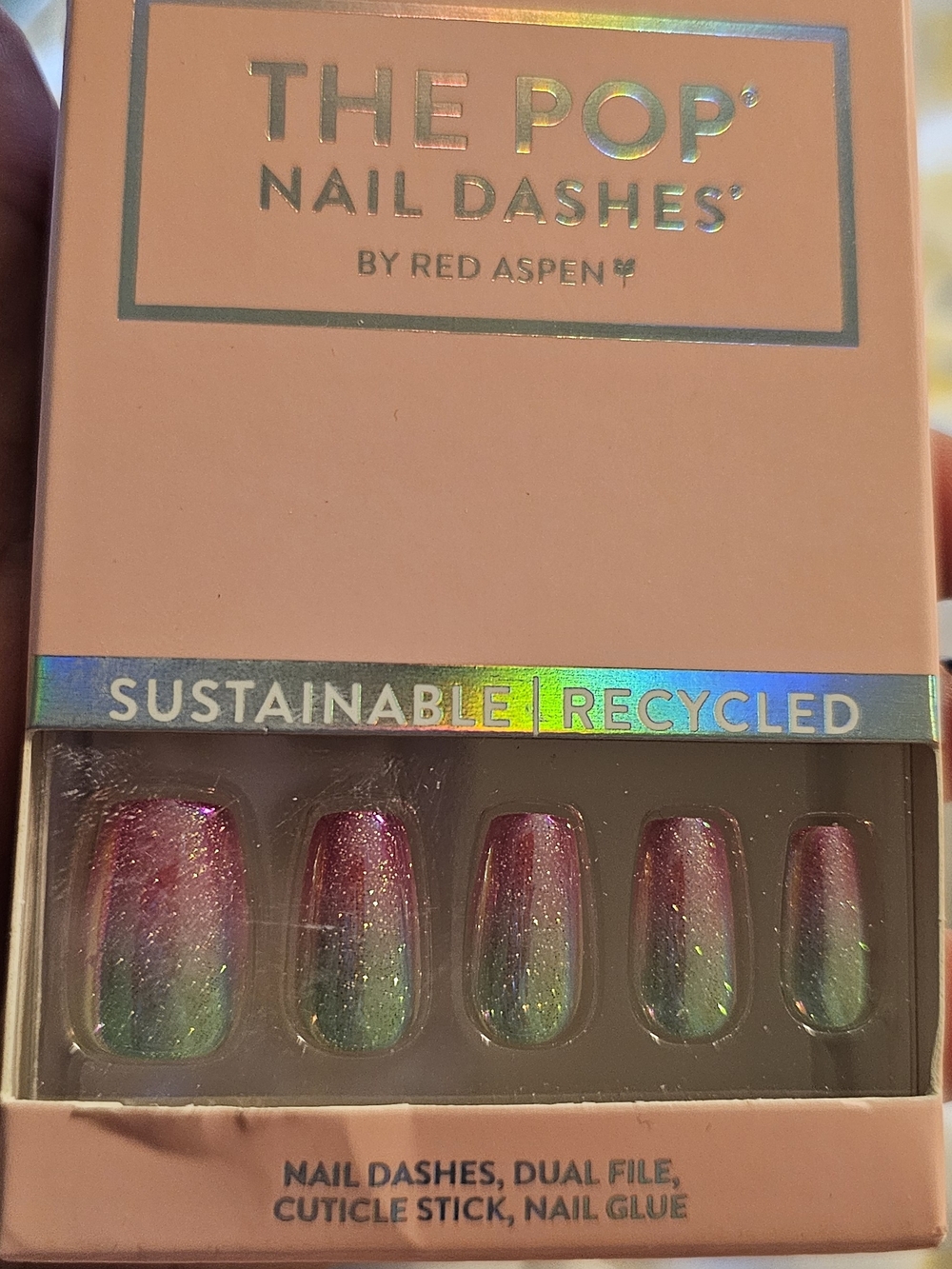 The Pop Nail Dashes by Red Aspen — Pink to Green Ombre Press-On Nails